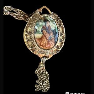 Vintage ART Arthur Pepper Oriental Asian Porcelain Portrait pendant clock